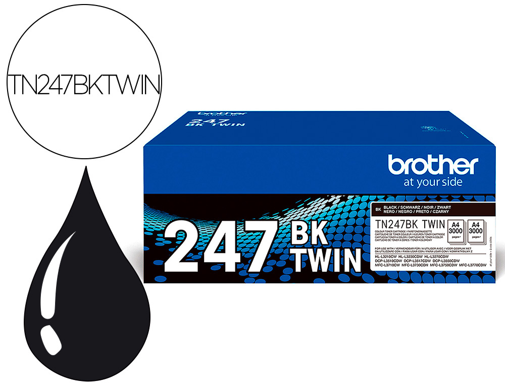TONER BROTHER TN247BK DCP-L3510CDW / HL-L3270CDW / MFC-L3710CW NEGRO 3000 PAGINAS PACK 2 UNIDADES