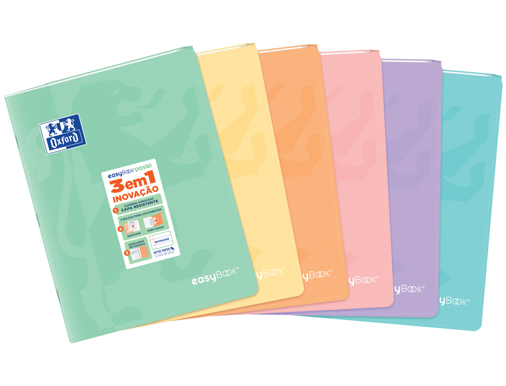 LIBRETA ESCOLAR OXFORD EASYBOOK TAPA PLASTICO DIN A5 48 HOJAS HORIZONTAL COLORES PASTEL SURTIDOS