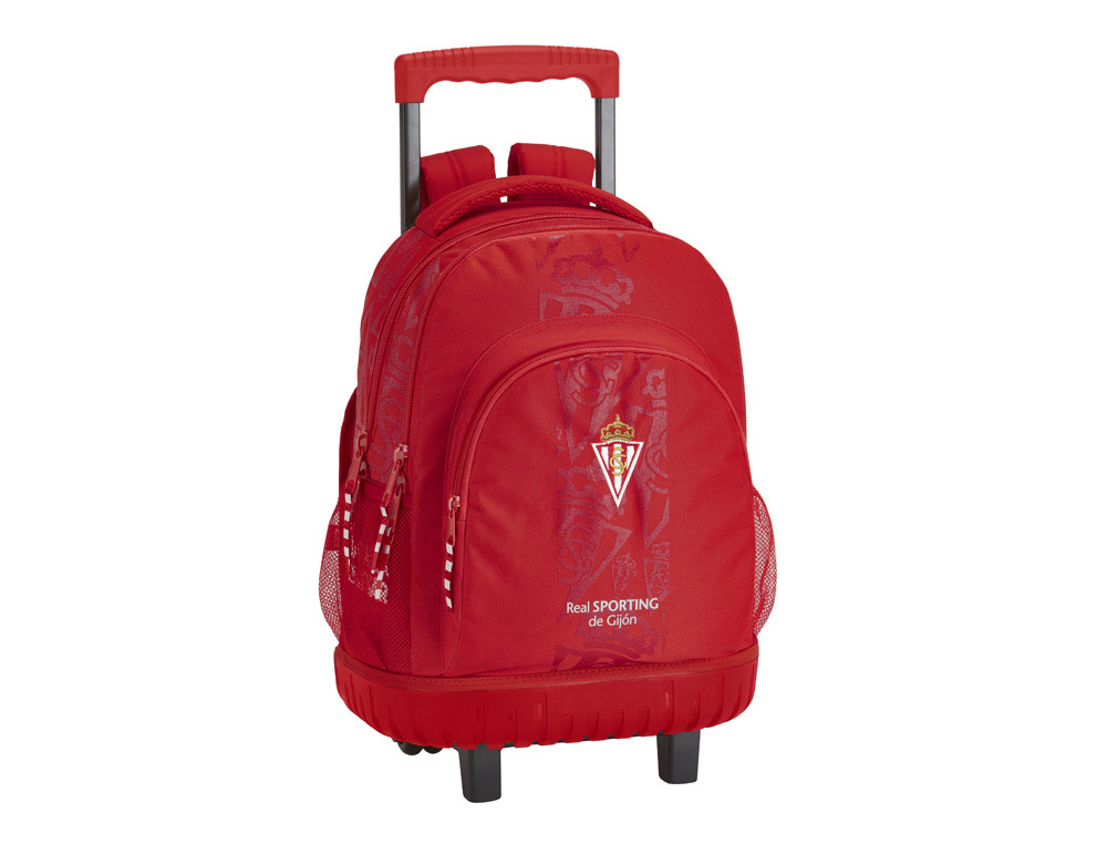 CARTERA ESCOLAR SAFTA CON CARRO SPORTING DE GIJON MOCHILA GRANDE CON RUEDAS COMPACT 320X450X210 MM