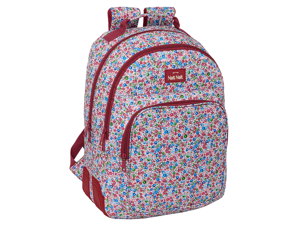 MOCHILA SAFTA DOBLE CON CANTONERAS ADAPTABLE A CARRO NAIT NAIT FLORESISTENTE COIMBRA BURDEOS 420X320X150