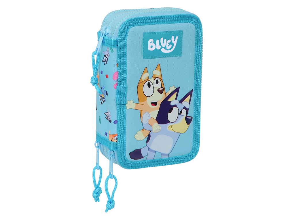 PLUMIER ESCOLAR SAFTA TRIPLE 36 PIEZAS BLUEY 195X125X55 MM