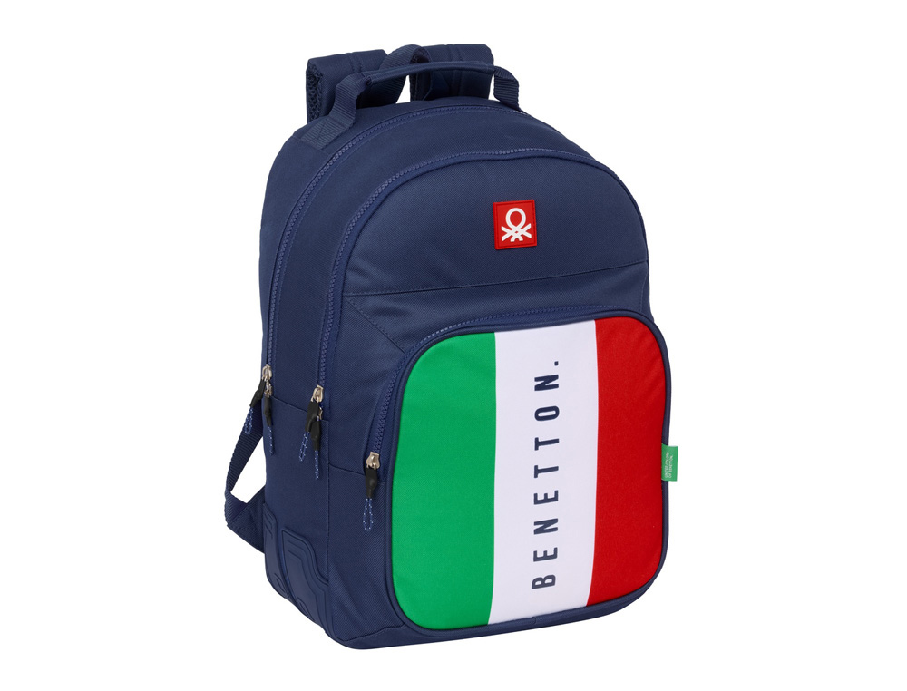 MOCHILA SAFTA DOBLE CON CANTONERAS ADAPTABLE A CARRO BENETTON FLAG 420X320X150 MM