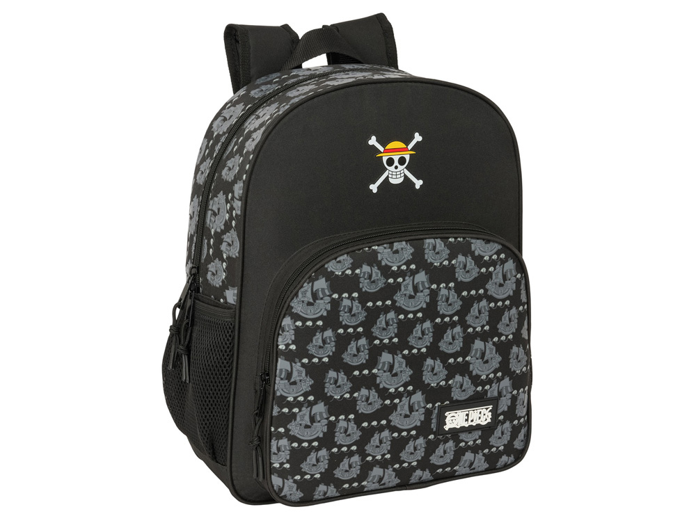 MOCHILA SAFTA JUNIOR ADAPTABLE A CARRO ONE PIECE PIRATES 380X320X120 MM