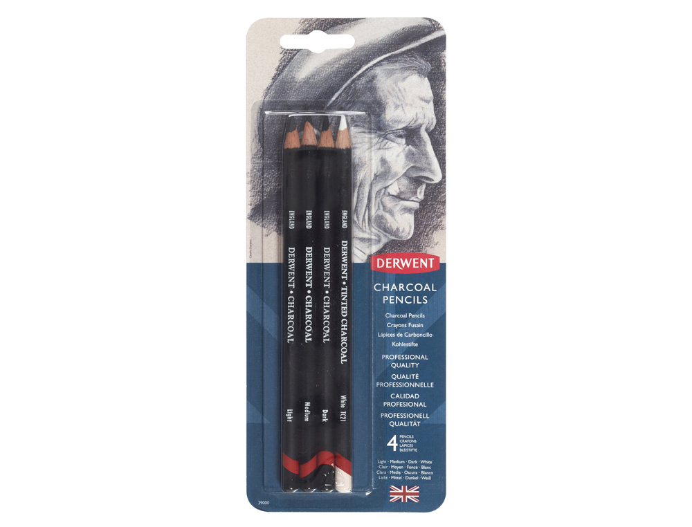 LAPIZ CARBONCILLO DERWENT BLISTER DE 4 UNIDADES