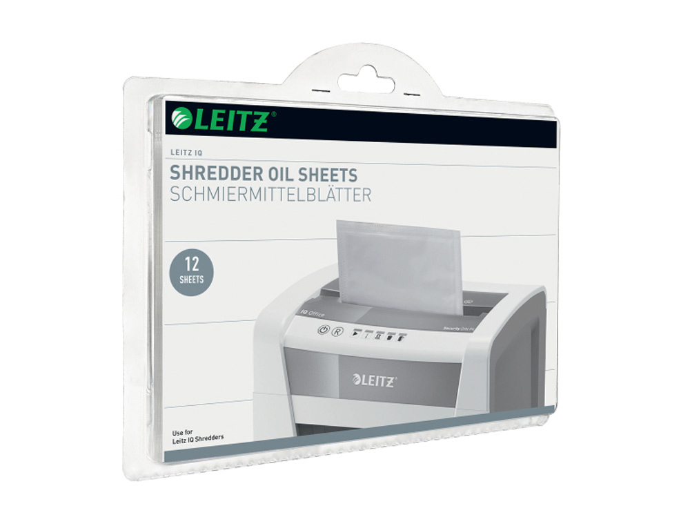 HOJAS LUBRICANTES LEITZ PARA DESTRUCTORAS PACK DE 12 UNIDADES