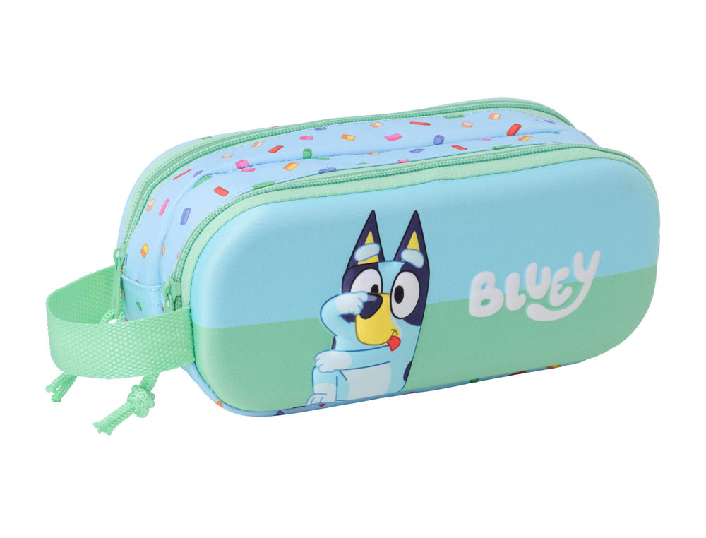 BOLSO ESCOLAR PORTATODO SAFTA DOBLE 3D MOCHILAS 3D BLUEY 80X210X60 MM