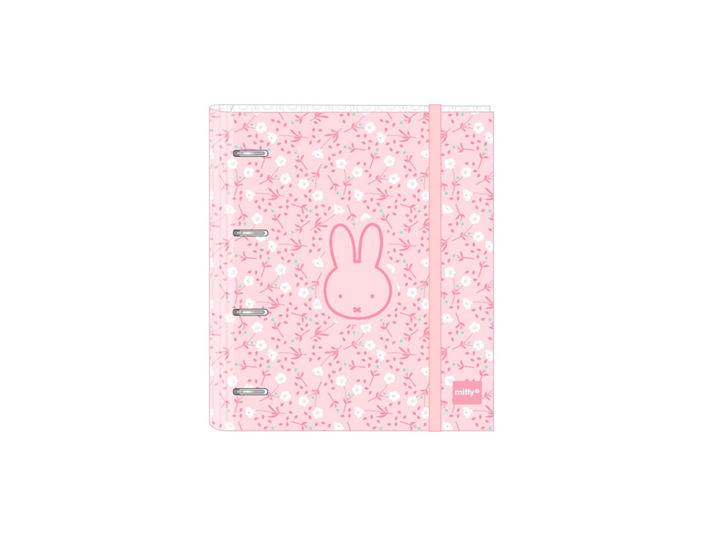 CARPETA SAFTA 4 ANILLAS DE 35MM A4 CON RECAMBIO 100H CON GOMA Y 5 SEPARADORES MIFFY FLORES