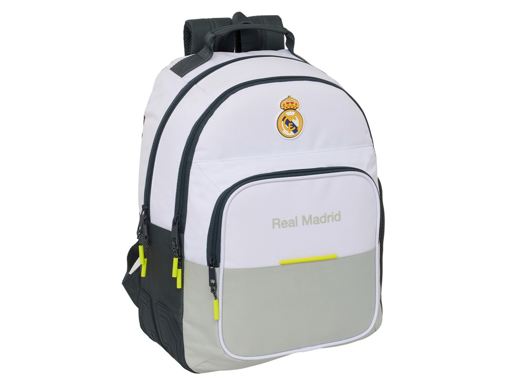 MOCHILA SAFTA DOBLE CON CANTONERAS ADAPTABLE A CARRO REAL MADRID 1 EQUIPACION 25/26 420X320X150 MM