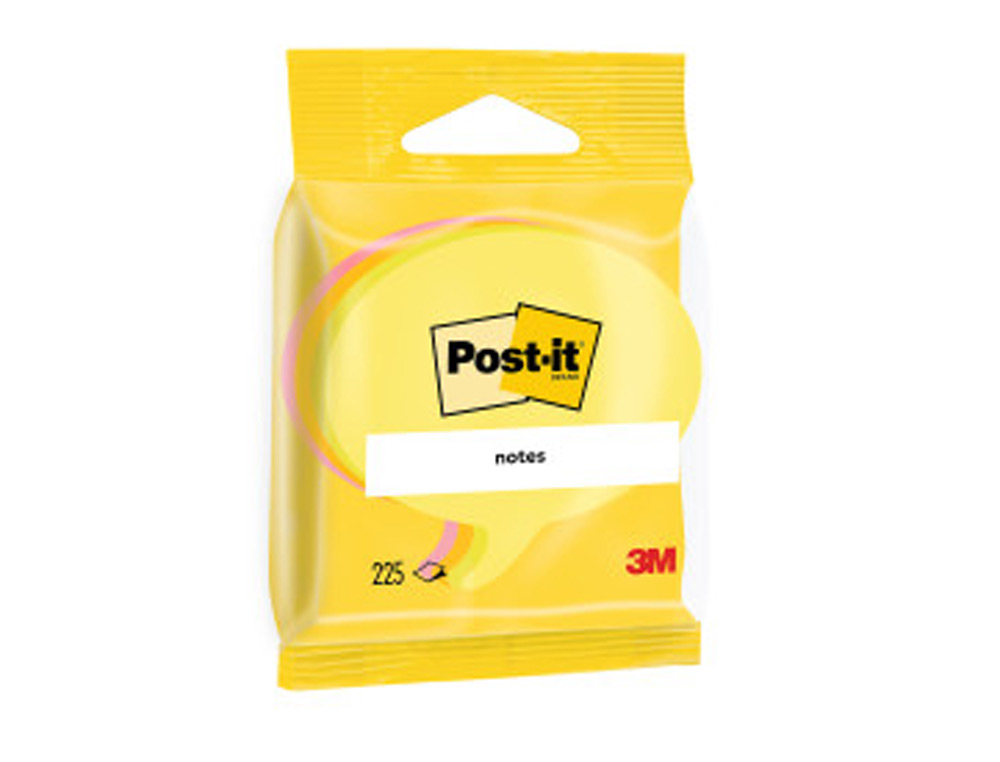 BLISTER PAPELERIA 3M 2007SP CUBO DE NOTAS POST-IT TROQUELADO BOCADILLO 3 COLORES NEON