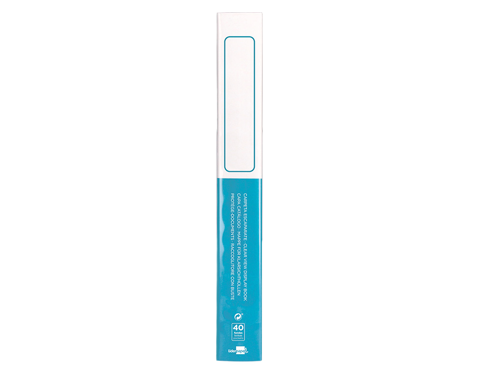 CARPETA LIDERPAPEL PERSONALIZA 40 FUNDAS CANGURO POLIPROPILENO DIN A4 AZUL TRANSLUCIDO PORTADA Y LOMO