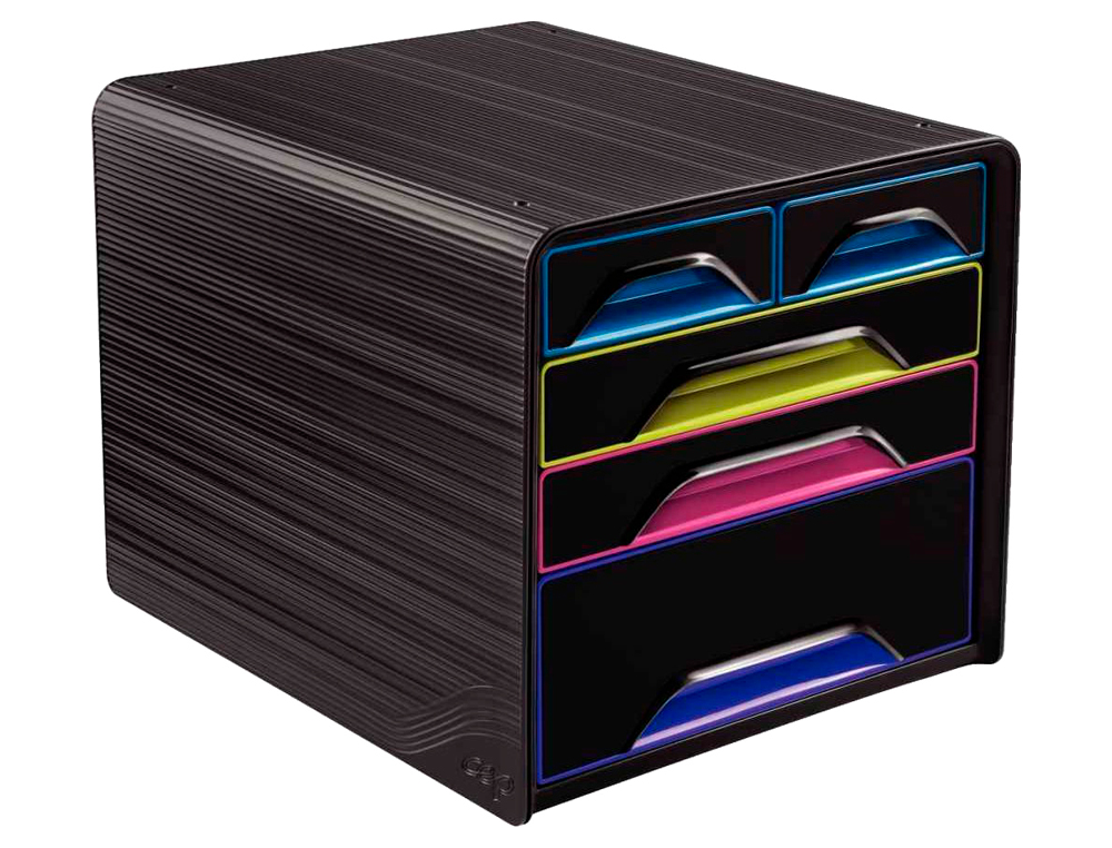 FICHERO CAJONES DE SOBREMESA CEP 5 CAJONES MIXTOS NEGRO/MULTICOLOR 360X288X270 MM
