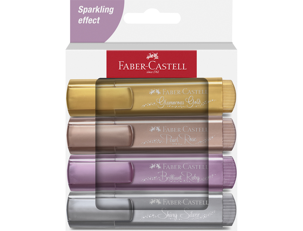 ROTULADOR FABER CASTELL FLUORESCENTE TEXTLINER 46 METALICO ESTUCHE DE 4 UNIDADES COLORES SURTIDOS