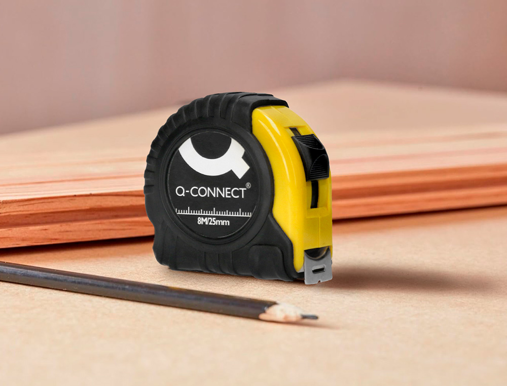 FLEXOMETRO Q-CONNECT CON FRENO MATERIAL ANTICHOQUE 25 MM DE ANCHO LONGITUD 8 MT