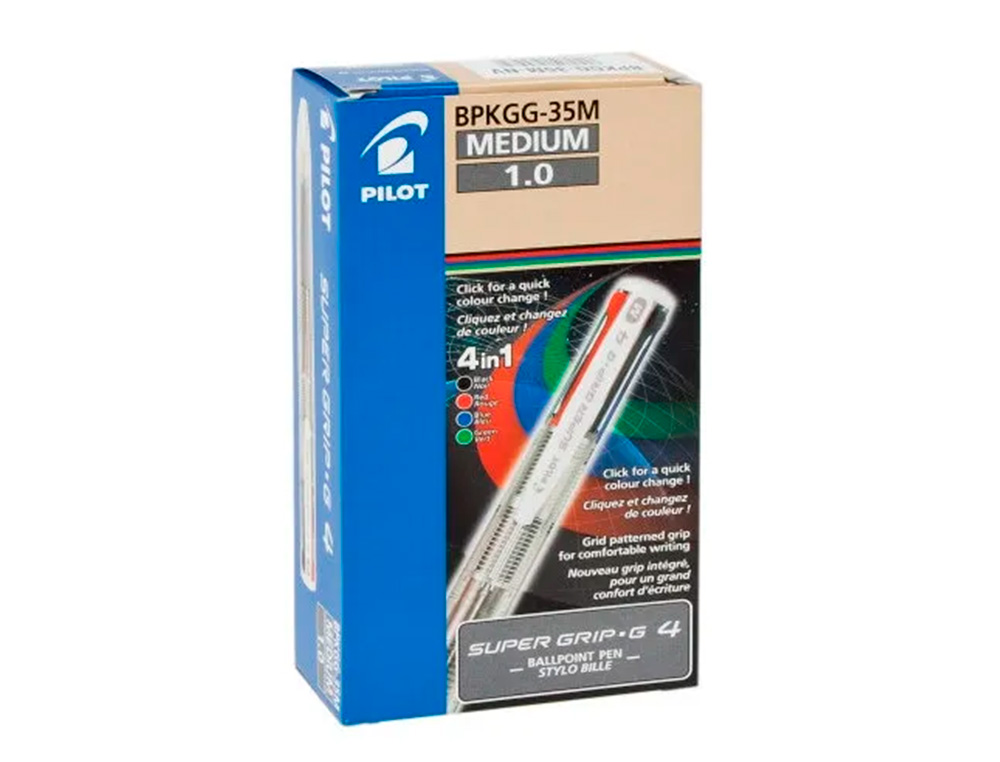 BOLIGRAFO PILOT SUPER GRIP G 4 COLORES RETRACTIL SUJECION DE CAUCHO TINTA BASE DE ACEITE CUERPO COLOR VERDE