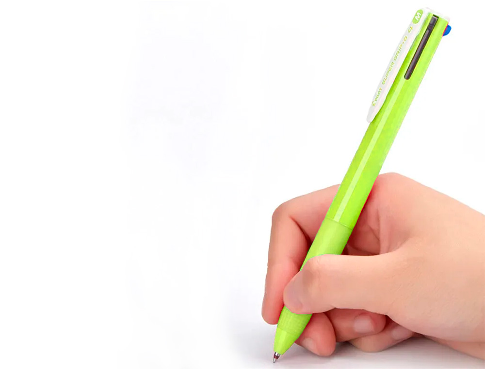 BOLIGRAFO PILOT SUPER GRIP G 4 COLORES RETRACTIL SUJECION DE CAUCHO TINTA BASE DE ACEITE CUERPO COLOR VERDE