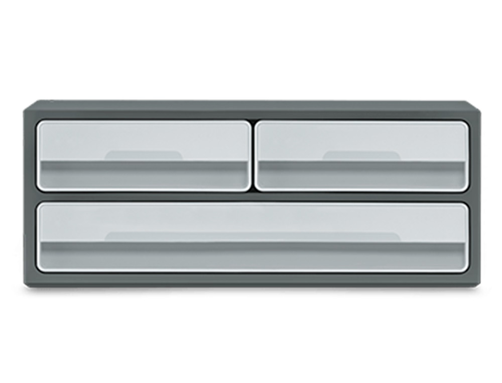 FICHERO CAJONES DE SOBREMESA CEP MOOV UP RECICLADO 80% 3 CAJONES COLOR GRIS 275X369X146 MM