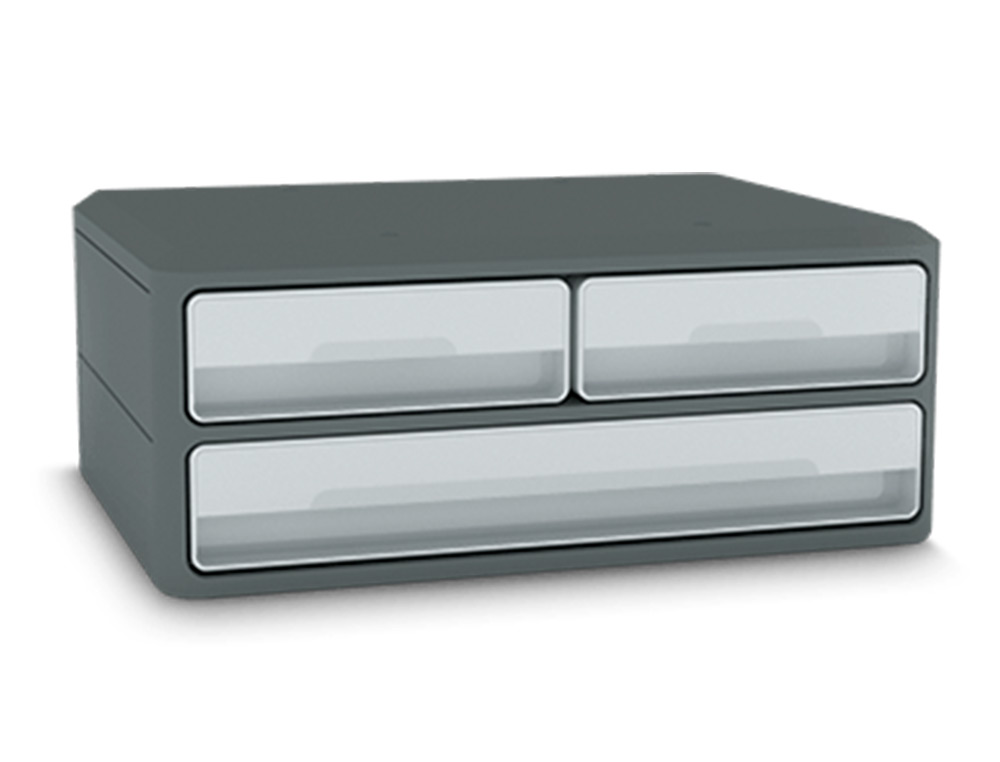 FICHERO CAJONES DE SOBREMESA CEP MOOV UP RECICLADO 80% 3 CAJONES COLOR GRIS 275X369X146 MM
