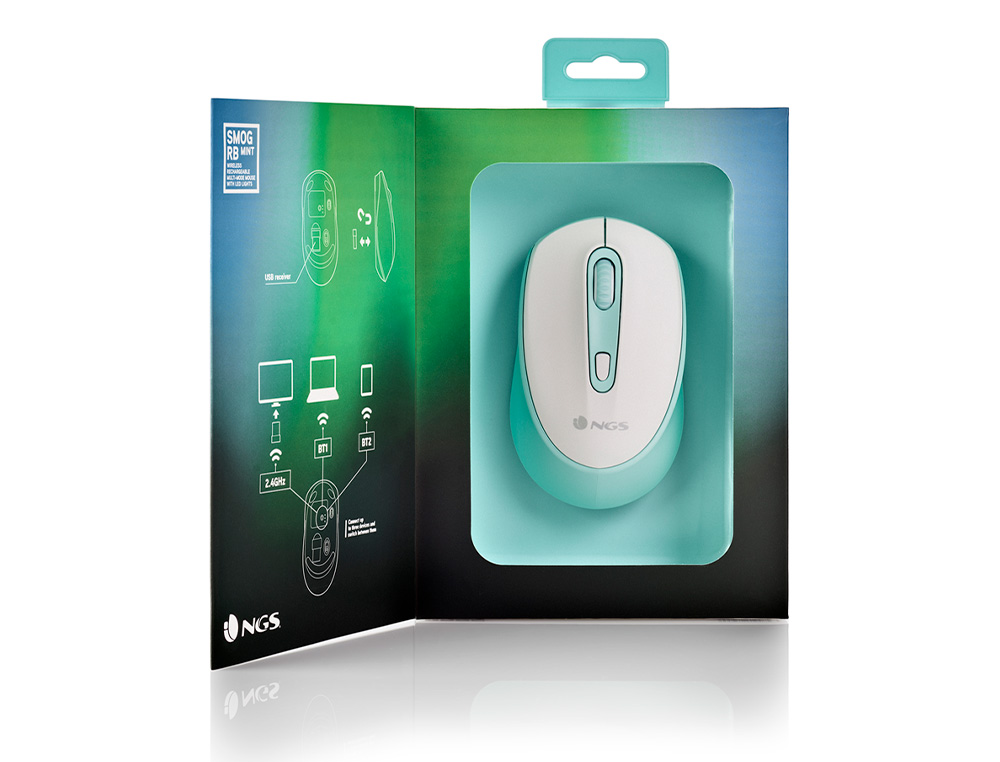 RATON NGS SMOG OPTICO 1000/1600/2400 DPI INALAMBRICO 3 BOTONES RECEPTOR USB 2,4 GHZ LUCES