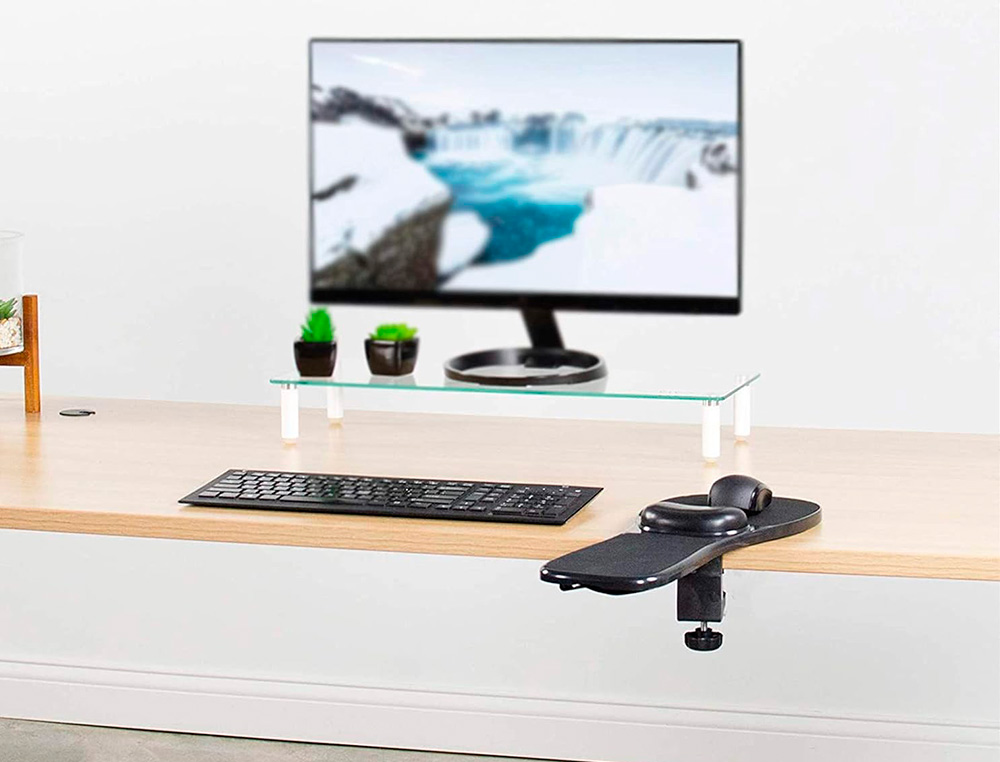 REPOSABRAZOS ERGONOMICO Q-CONNECT CON ALFOMBRILLA DE RATON Y APOYO DE MUECA COLOR NEGRO 220X140X480 MM