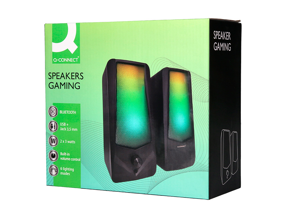 ALTAVOCES Q-CONNECT BLUETOOTH CON ILUMINACIÓN RGB POT ENCIA MAXIMA 2X3W CONTROL DE VOLUMEN COLOR NEGRO