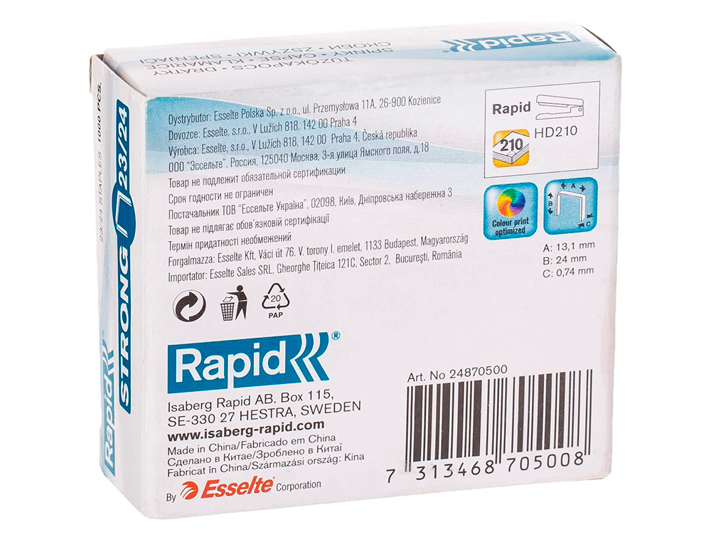 GRAPAS RAPID STRONG N 23/24 GALVANIZADAS CAJA DE 1000 UNIDADES