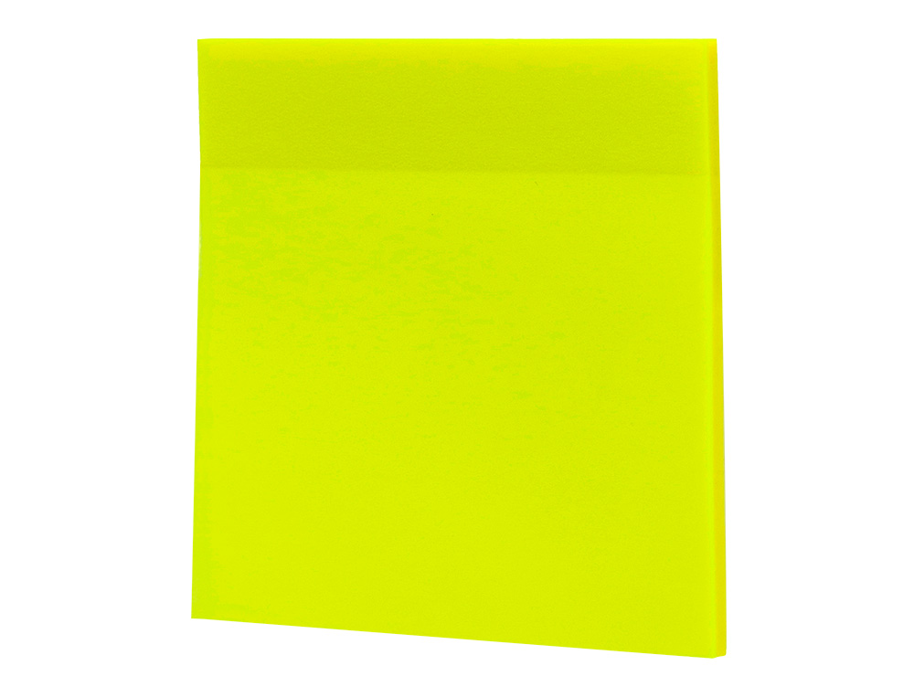 BLOC DE NOTAS ADHESIVAS QUITA Y PON Q-CONNECT 76X76 MM REMOVIBLE PLASTICO TRANSLUCIDO AMARILLO NEON CON 50 HOJAS