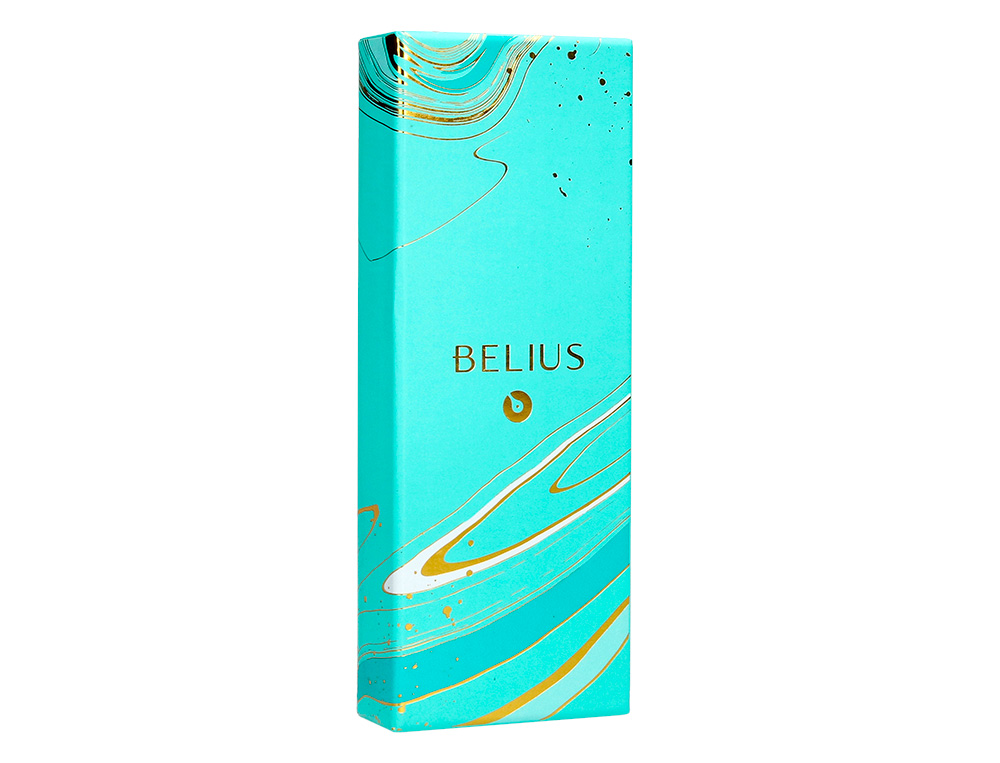 BOLIGRAFO BELIUS AQUA ALUMINIO COLOR TURQUESA Y DORADO TINTA AZUL CAJA DE DISEO