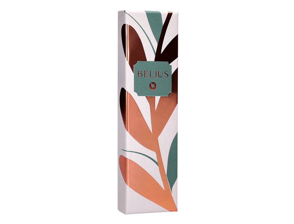 BOLIGRAFO BELIUS ROSE ALUMINIO COLOR VERDE OLIVA/ORO ROSA TINTA AZUL CAJA DE DISEO