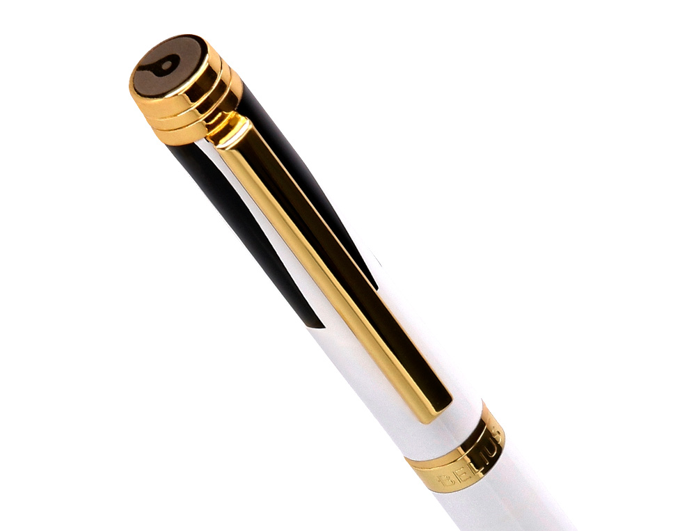 BOLIGRAFO BELIUS DUALITA CUERPO BLANCO COLOR NEGRO TINTA AZUL CAJA DE DISEO