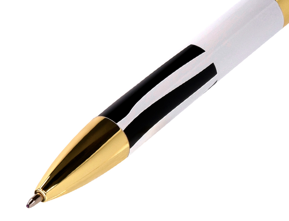 BOLIGRAFO BELIUS DUALITA CUERPO BLANCO COLOR NEGRO TINTA AZUL CAJA DE DISEO