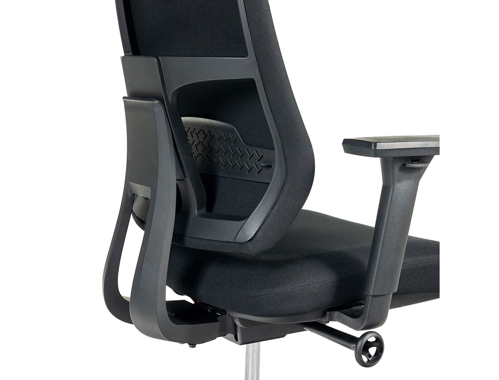 SILLA ROCADA DIRECCION BRAZOS REGULABLES BASE POLIMERO RESPALDO Y ASIENTO EN TELA IGNIFUGA AZUL 610X680X1075 MM