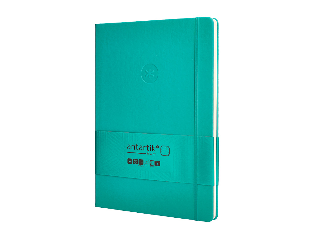 CUADERNO CON GOMILLA ANTARTIK NOTES TAPA DURA A4 HOJAS PUNTOS TURQUESA 100 HOJAS 80 GR FSC