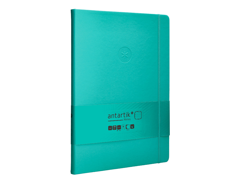 CUADERNO CON GOMILLA ANTARTIK NOTES TAPA DURA A4 HOJAS PUNTOS TURQUESA 100 HOJAS 80 GR FSC