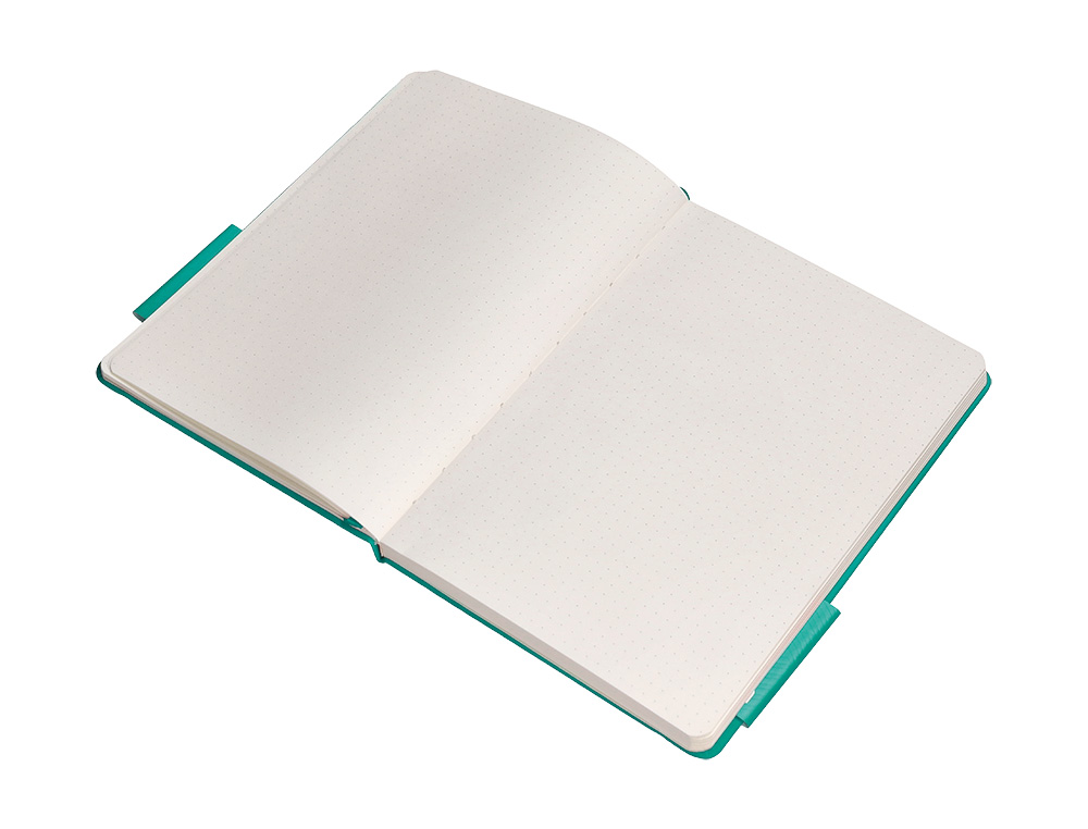 CUADERNO CON GOMILLA ANTARTIK NOTES TAPA DURA A4 HOJAS PUNTOS TURQUESA 100 HOJAS 80 GR FSC