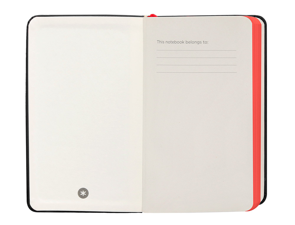 CUADERNO CON GOMILLA ANTARTIK NOTES TAPA DURA A6 HOJAS RAYAS NEGRO Y ROJO 100 HOJAS 80 GR FSC