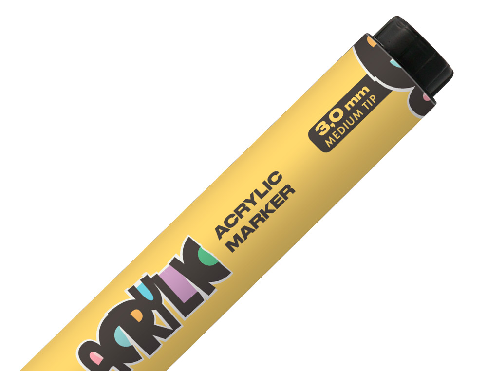ROTULADOR LIDERPAPEL ACRYLIC BASE AGUA TODO TIPO DE SUPERFICIE PUNTA REDONDA 3 MM AMARILLO CLARO