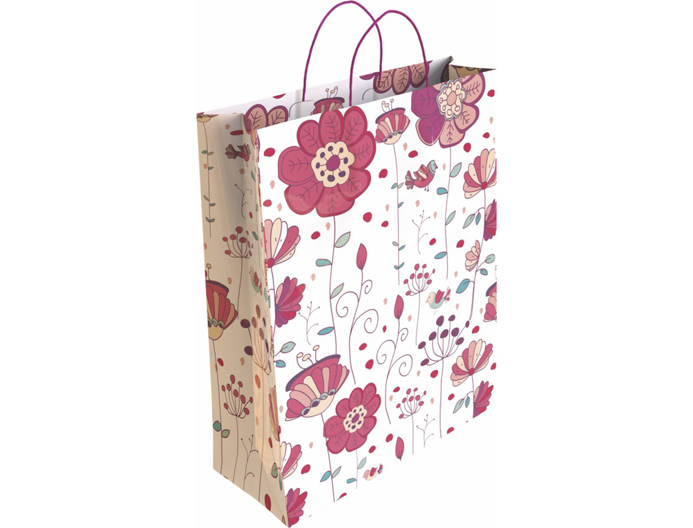 BOLSA PARA REGALO BASIKA PAPEL ESTUCADO 160 GR TODO AO CON ASA RETORCIDA TAMAO L 32+14X40 CM