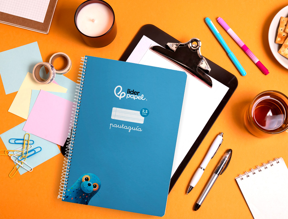 CUADERNO ESPIRAL LIDERPAPEL A4 PAUTAGUIA TAPA BLANDA 80H 75 GR CUADRO PAUTADO 2,5MM COLOR AZUL