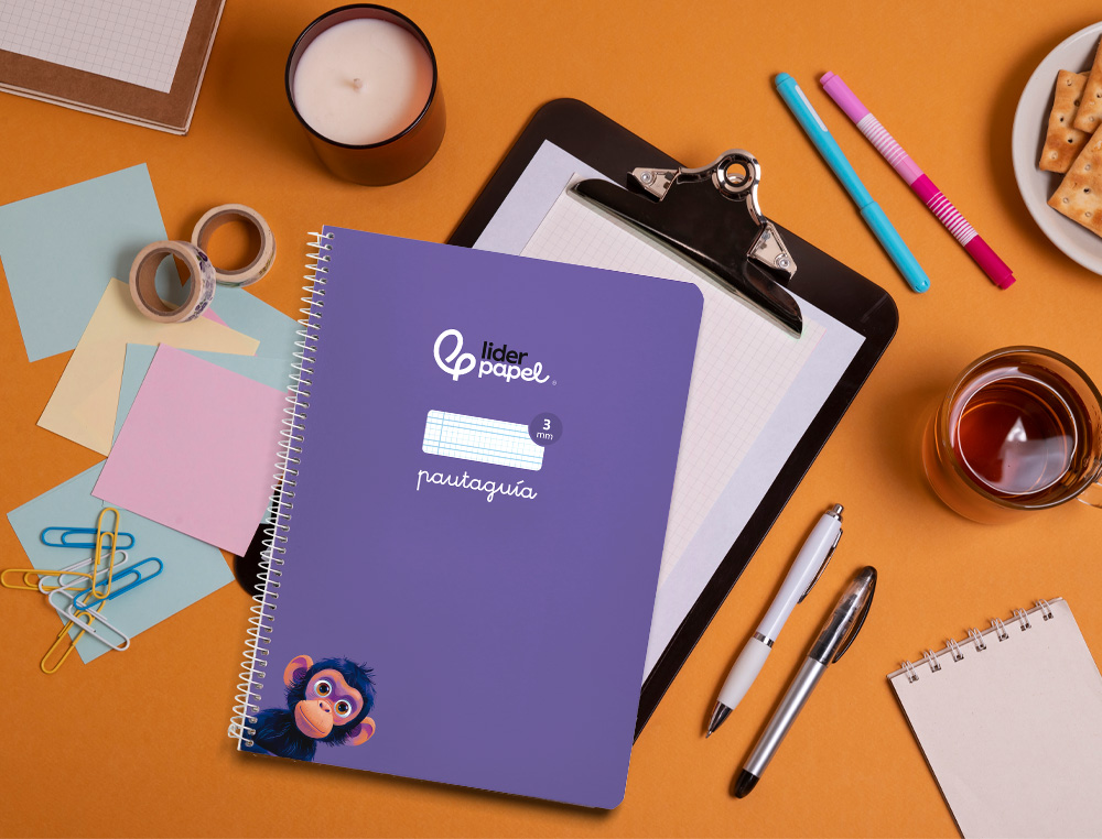 CUADERNO ESPIRAL LIDERPAPEL A4 PAUTAGUIA TAPA BLANDA 80H 75 GR CUADRO PAUTADO 3MM COLOR LILA