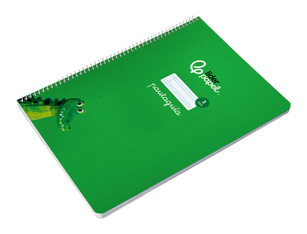 CUADERNO ESPIRAL LIDERPAPEL A4 PAUTAGUIA TAPA BLANDA 80H 75 GR CUADRO PAUTADO 3MM COLOR VERDE