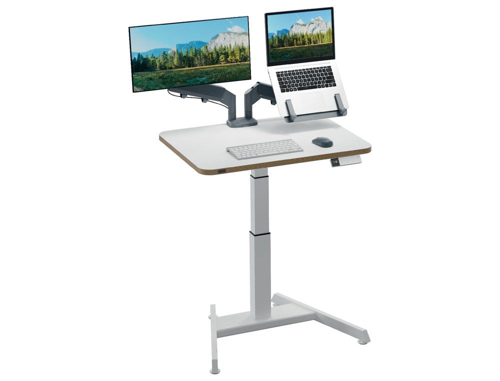MESA LEITZ ERGO REGULABLE EN ALTURA ELECTRICAMENTE TABLERO 80X60 CM CON USB-C Y USB 5V COLOR BLANCO