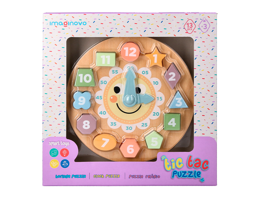 JUEGO INFANTIL IMAGINOVO MADERA RELOJ +3 AOS 13 PIEZAS 29X29X3,5CM