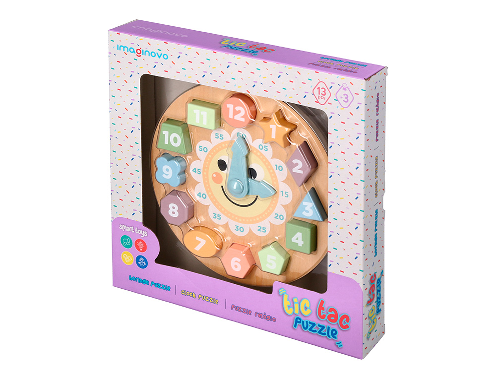 JUEGO INFANTIL IMAGINOVO MADERA RELOJ +3 AOS 13 PIEZAS 29X29X3,5CM