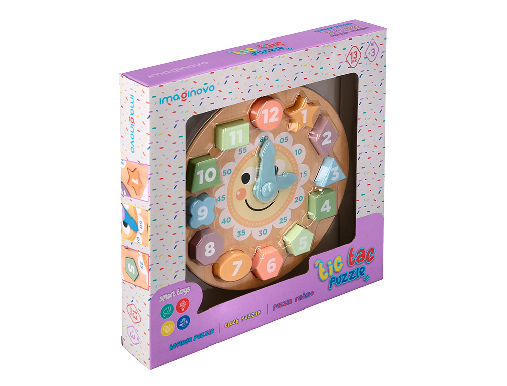 JUEGO INFANTIL IMAGINOVO MADERA RELOJ +3 AOS 13 PIEZAS 29X29X3,5CM