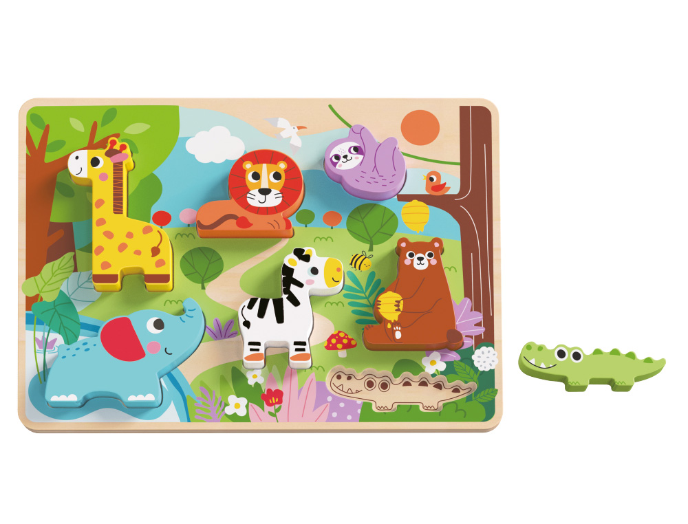 PUZLE INFANTIL IMAGINOVO MADERA 3D ANIMALES +12 MESES 8 PIEZAS 29,5X22X1,7CM