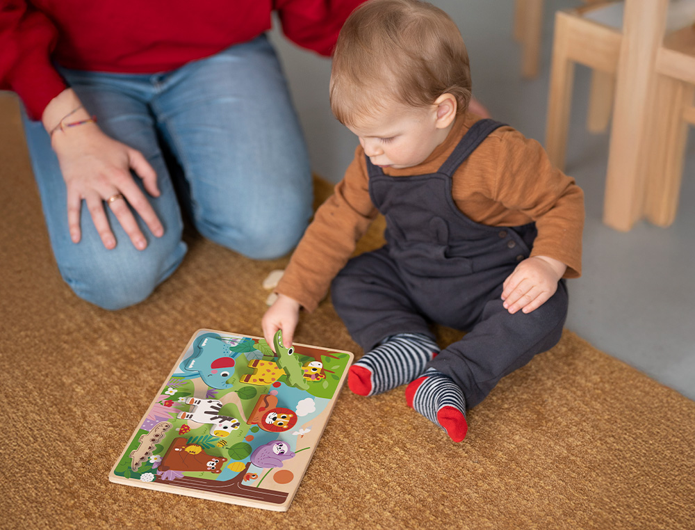 PUZLE INFANTIL IMAGINOVO MADERA 3D ANIMALES +12 MESES 8 PIEZAS 29,5X22X1,7CM