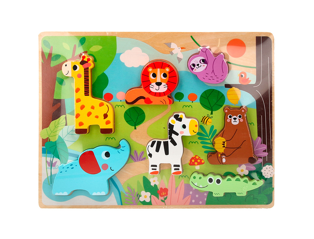 PUZLE INFANTIL IMAGINOVO MADERA 3D ANIMALES +12 MESES 8 PIEZAS 29,5X22X1,7CM