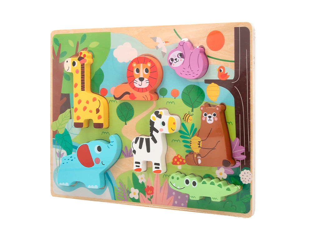 PUZLE INFANTIL IMAGINOVO MADERA 3D ANIMALES +12 MESES 8 PIEZAS 29,5X22X1,7CM