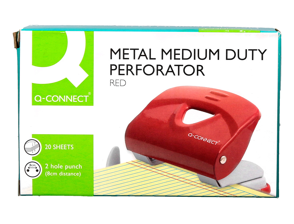 TALADRADOR Q-CONNECT KF14219 ROJO ABERTURA 6 MM CAPACIDAD 20 HOJAS