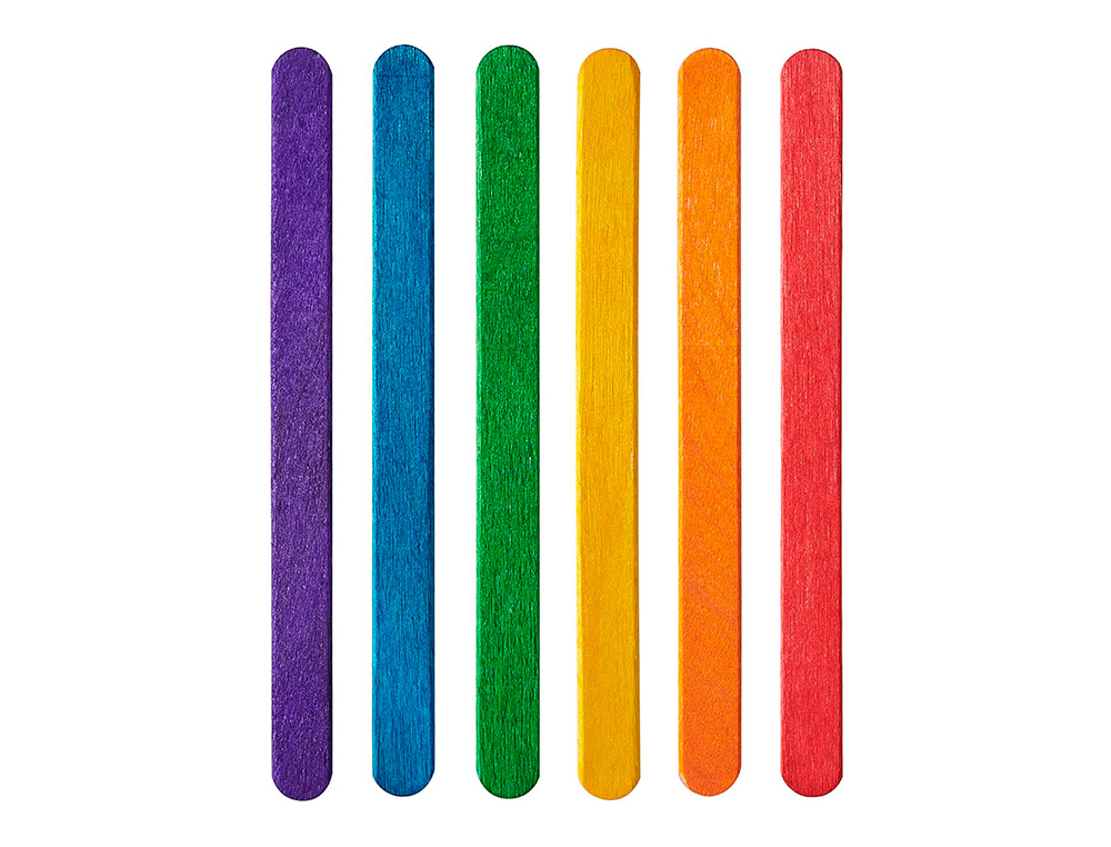 PALITOS DE MADERA LIDERPAPEL COLORES SURTIDOS 15X1,8 CM BOLSA CON 50 UNIDADES